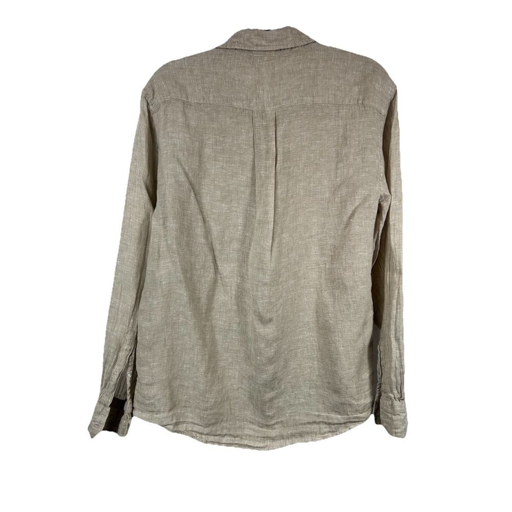 Caribbean Joe 100% Linen Shirt Medium Oatmeal European Flax Coastal Quiet Luxury - Picture 7 of 9